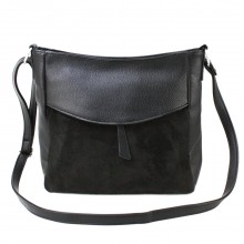 Повсякденна невелика жіноча сумка-хобо Voila 59015002-1 чорна з замшею