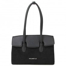 Каркасная женская сумка Voila 58317022 черная с замшей