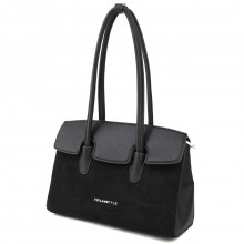 Каркасная женская сумка Voila 58317022 черная с замшей