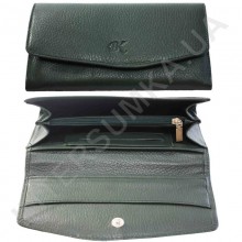 Женский кожаный кошелек с наружной монетницей BK Leather 501-7 (Турция) зеленый флотар