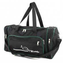 Сумка спортивная малая Wallaby 2686 черная с зелёной отделкой