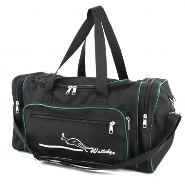 Замовити Сумка спортивна мала Wallaby 2686 чорна з зеленим оздобленням в Intersumka.ua
